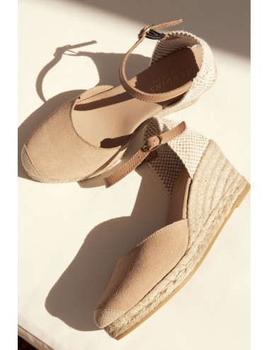 Genuins - espadrillas con zeppa carina velour g105914 mandorlaGenuinsPassioni Boutique