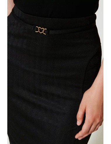 Twinset - gonna in tessuto scuba jacquard nera 242li2ree 00006TwinsetPassioni Boutique