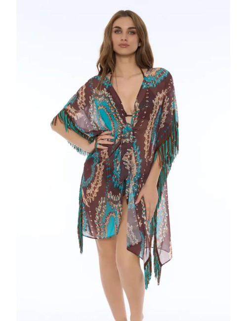 Donna abito corto miss bikini in cotone verde oliva ricamato fioriMiss BikiniPassioni Boutique