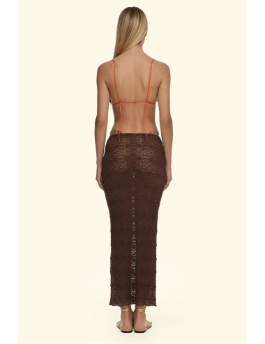 Effek - donna gonna lunga fk pizzo marrone fk26-sw0208bn