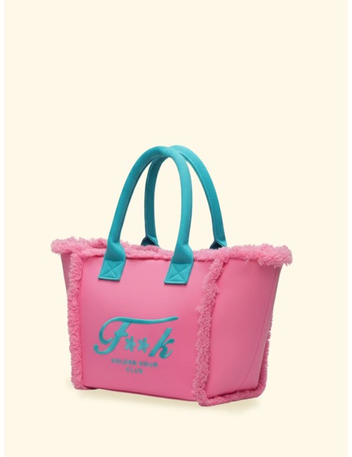 Effek - donna maxi box fk cotone pink logo contrasto manici imbottiti fa26-sw0101bk
