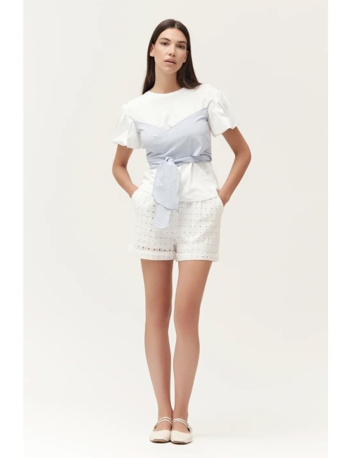 Abito lungo in sangallo scollo incrociato  ww30407 biancoWhite WisePassioni Boutique