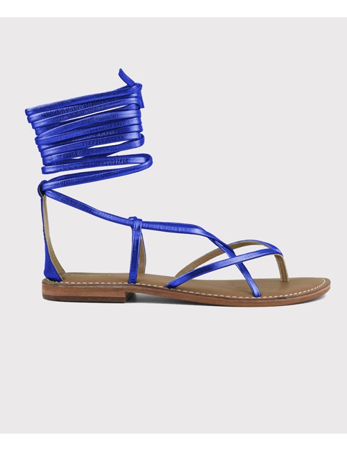 Coral blue - sandalo infradito in pelle con lacci xl cbf.r221008/gol oroCoral BluePassioni Boutique