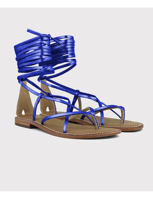 Coral blue - sandalo infradito in pelle con lacci xl cbf.r221008/gol oroCoral BluePassioni Boutique