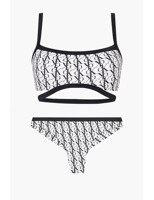 Ck - bikini top e slip ck one kw0kw01746-1699-0k4 bianco/neroCalvin Klein DonnaPassioni Boutique