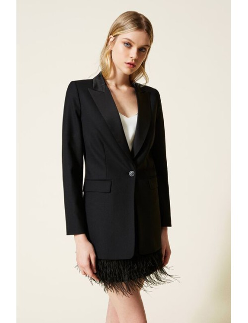 Twinset - giacca blazer in misto lana e cady 222tp2340 00006 neroTwinsetPassioni Boutique