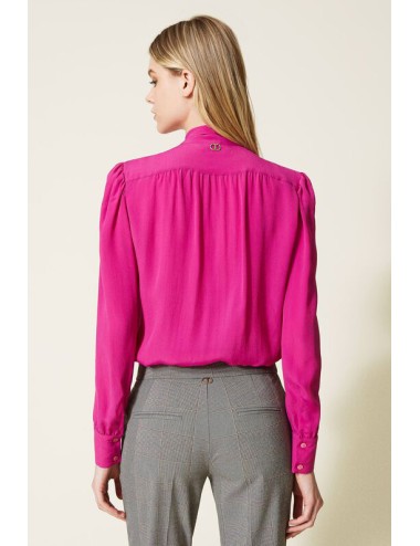 Twinset - blusa in misto seta con fiocco 222tp2102 07183TwinsetPassioni Boutique