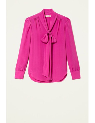 Twinset - blusa in misto seta con fiocco 222tp2102 07183TwinsetPassioni Boutique