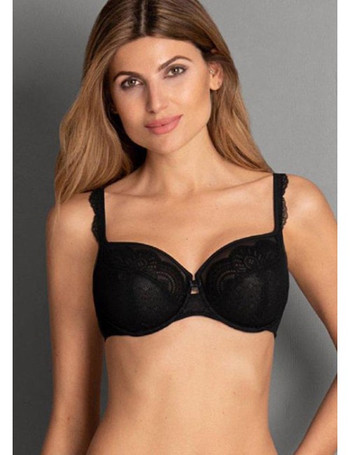 Rosa faia - reggiseno con ferretto fleur 5634 001 neroRosa FaiaPassioni Boutique