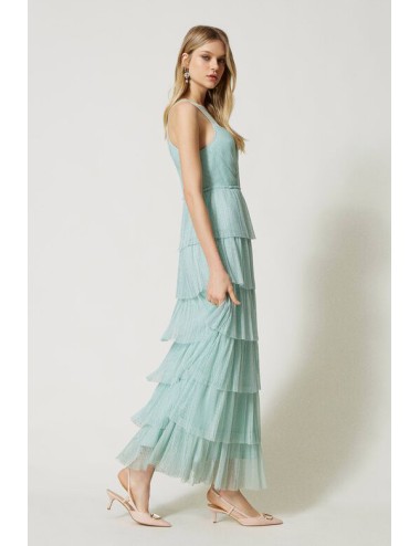 Twinset -abito lungo in tulle plumetis a balze 231tp2443 00625TwinsetPassioni Boutique