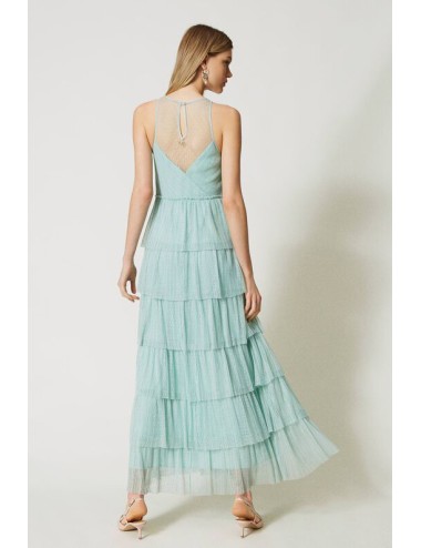 Twinset -abito lungo in tulle plumetis a balze 231tp2443 00625TwinsetPassioni Boutique
