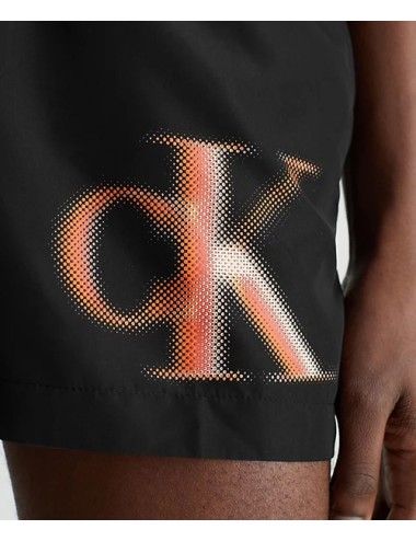 Ck - pantaloncini da bagno con cordoncino medio - ck monogram km0km00800-beh pvh blackCalvin Klein UomoPassioni Boutique