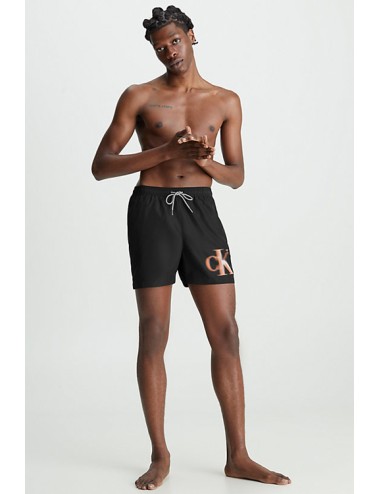 Ck - pantaloncini da bagno con cordoncino medio - ck monogram km0km00800-beh pvh blackCalvin Klein UomoPassioni Boutique