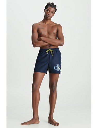 Ck - pantaloncini da bagno con cordoncino medio - ck monogram km0km00800-dca navy irisCalvin Klein UomoPassioni Boutique