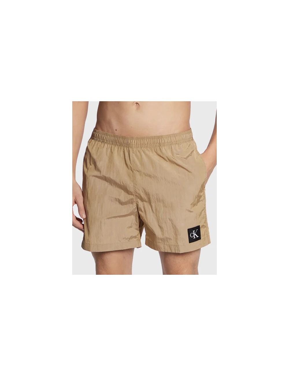 Ck - pantaloncini da bagno con cordoncino medio - ck nylon km0km00819-ab0 tawny sandCalvin Klein UomoPassioni Boutique