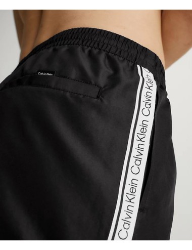 Ck - pantaloncini da bagno con cordoncino corto - logo tape km0km00811-beh pvh blackCalvin Klein UomoPassioni Boutique