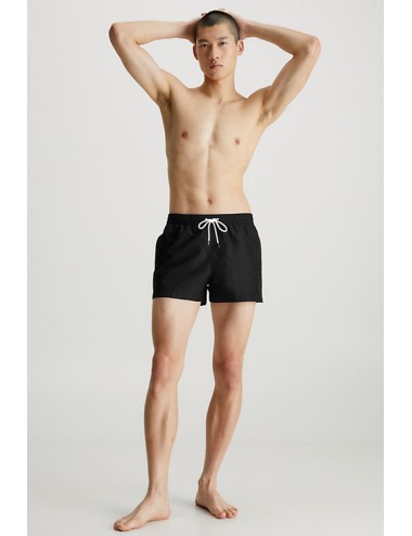 Ck - pantaloncini da bagno con cordoncino corto - logo tape km0km00811-beh pvh blackCalvin Klein UomoPassioni Boutique