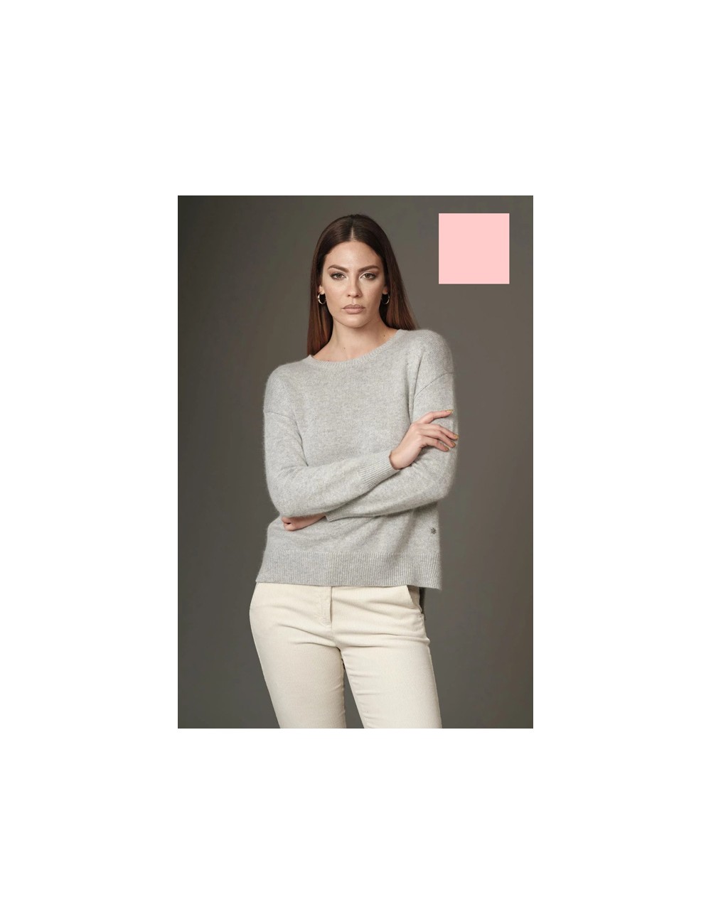 Fresh flower - maglia girocollo spacchetti lana ff323 rosa melangeFresh FlowerPassioni Boutique