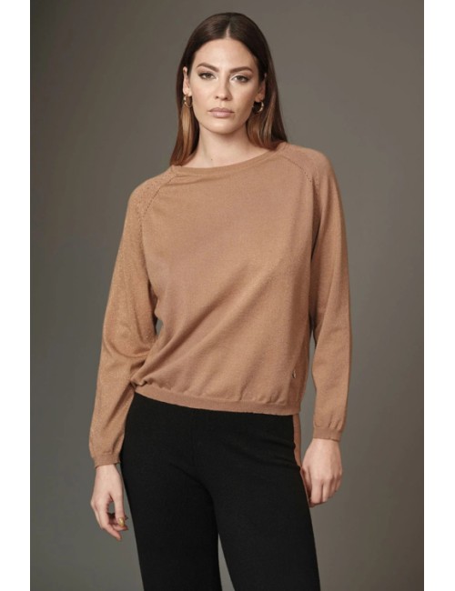 Fresh flower - maglia girocollo lurex ff217 caramelloFresh FlowerPassioni Boutique