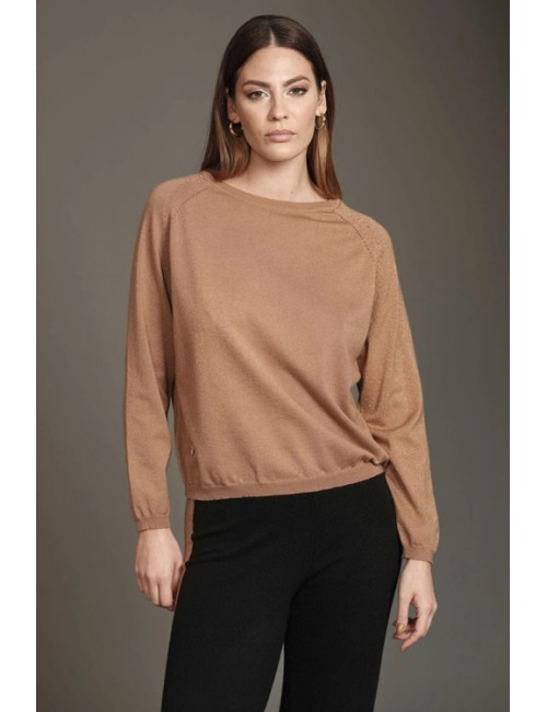 Fresh flower - maglia dolcevita collo inglese con bottoni ff227 cammelloFresh FlowerPassioni Boutique