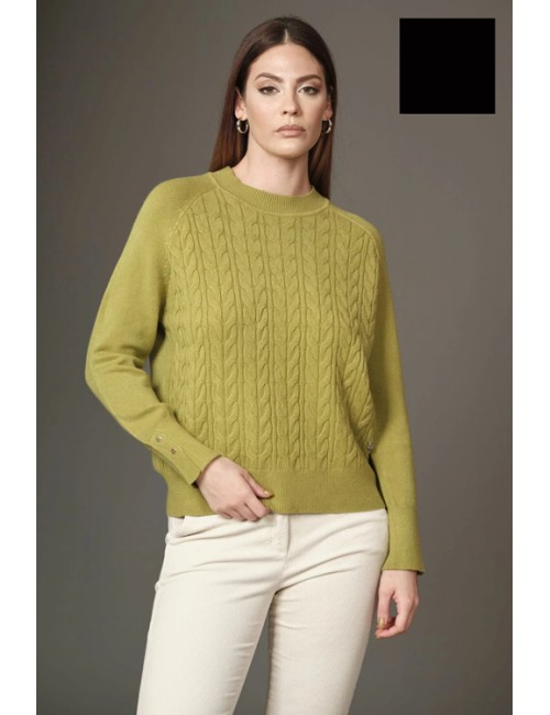 Fresh flower - maglia girocollo trecce ff245 neroFresh FlowerPassioni Boutique