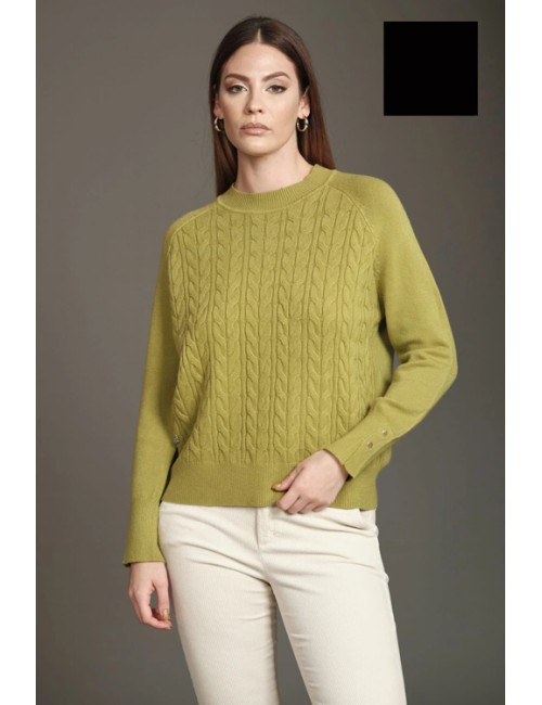 Fresh flower - maglia girocollo intreccio ff251 neroFresh FlowerPassioni Boutique