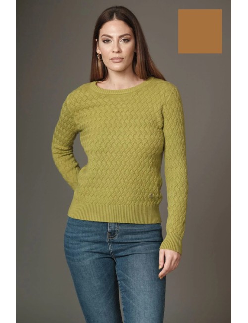 Fresh flower - maglia girocollo intreccio ff251 cammelloFresh FlowerPassioni Boutique