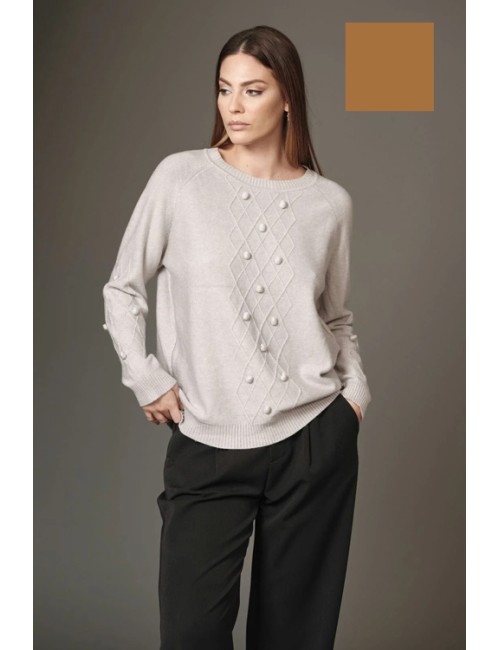 Fresh flower - maglia girocollo lavorazione con pon pon ff275 neroFresh FlowerPassioni Boutique