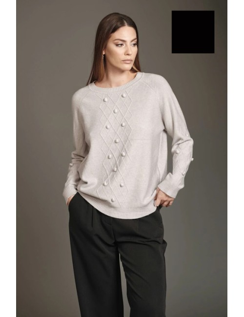 Fresh flower - maglia girocollo lavorazione con pon pon ff275 cammelloFresh FlowerPassioni Boutique