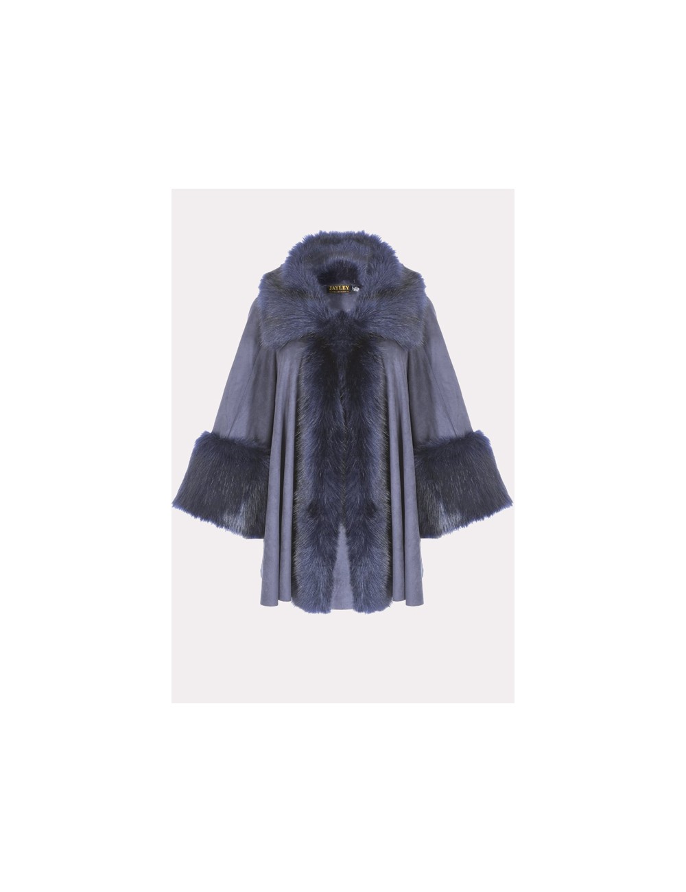 Mantella in ecopelle scamosciata blu sufm34a-07JayleyPassioni Boutique