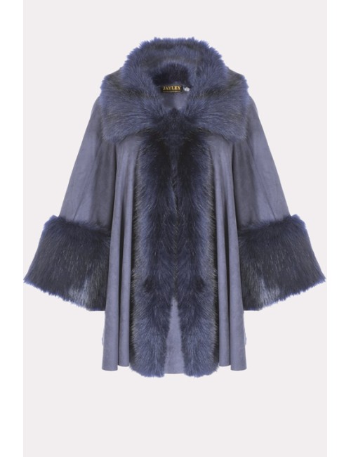 Mantella in ecopelle scamosciata blu sufm34a-07JayleyPassioni Boutique