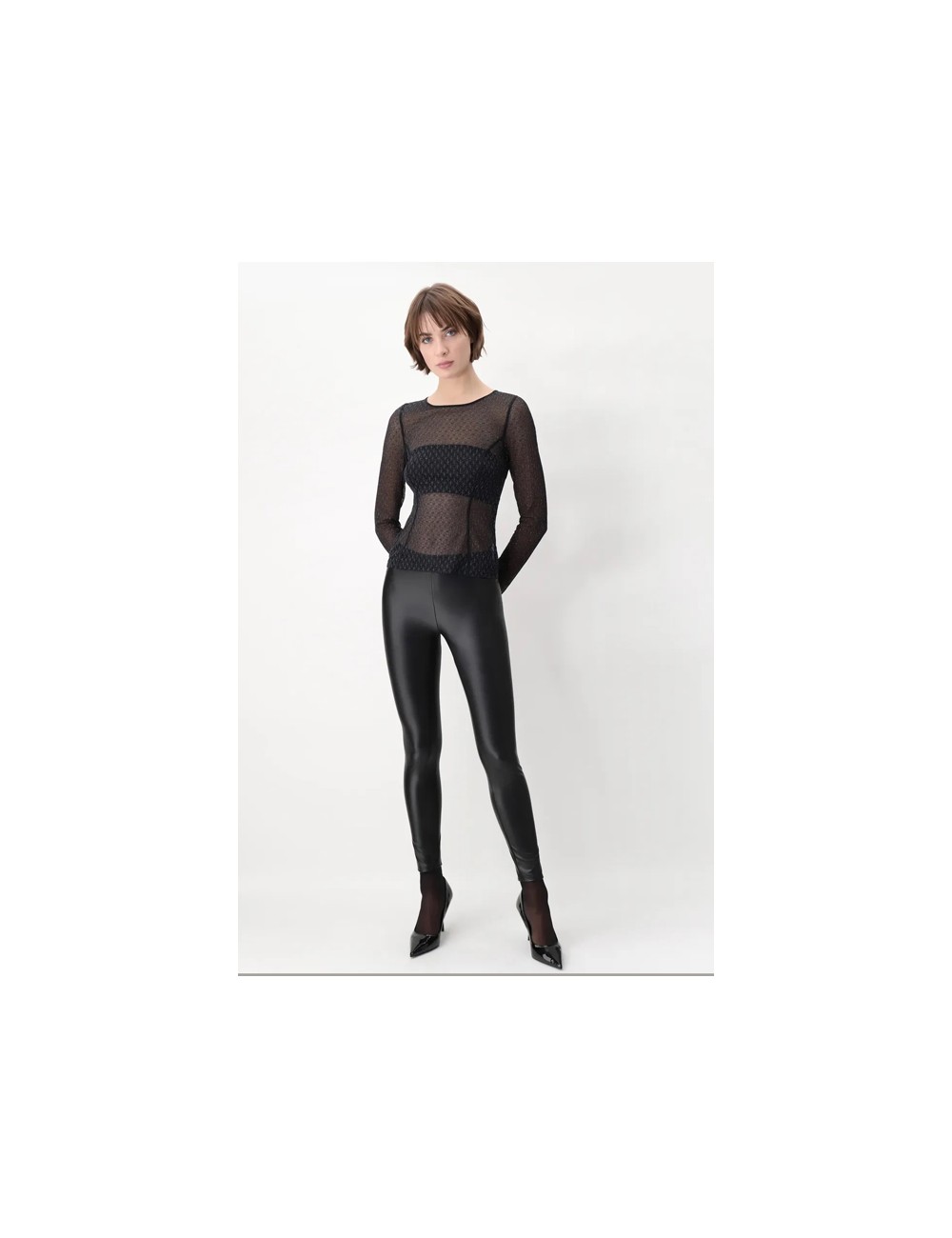 Leggings in eco pelle elasticizzata effetto termico must plus vobt67460 neroOrobluPassioni Boutique