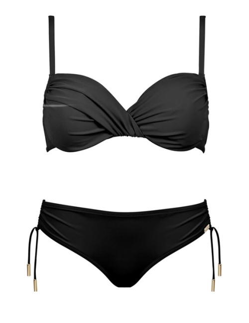 Maryan mehlhorn - bikini con top torto con drappeggio, black-sand-caramel 5520+130 504 006Maryan MehlhornPassioni Boutique
