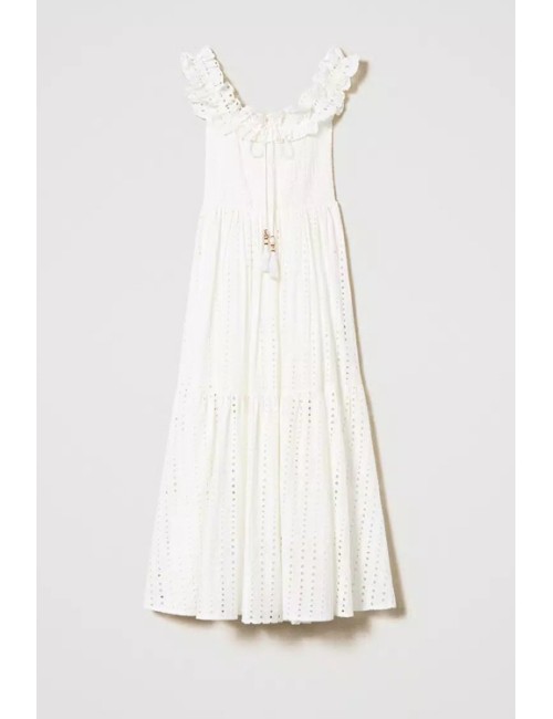 Twinset - abito lungo in sangallo con volant 241lm2mee 10298TwinsetPassioni Boutique