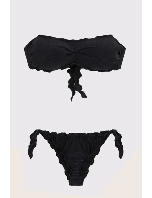 Mefui - bikini fascia e slip brasiliano con nodi frou frou mf24-1901/1904bkMefuiPassioni Boutique