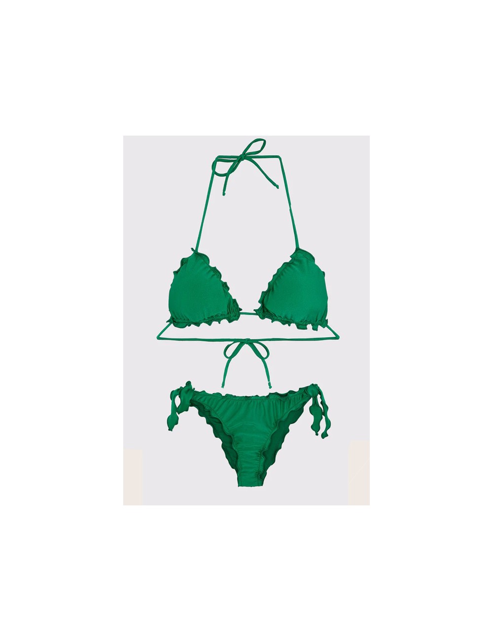 Mefui - bikini triangolo e slip brasiliano con nodi frou frou mf24-1900/1904gn verdeMefuiPassioni Boutique