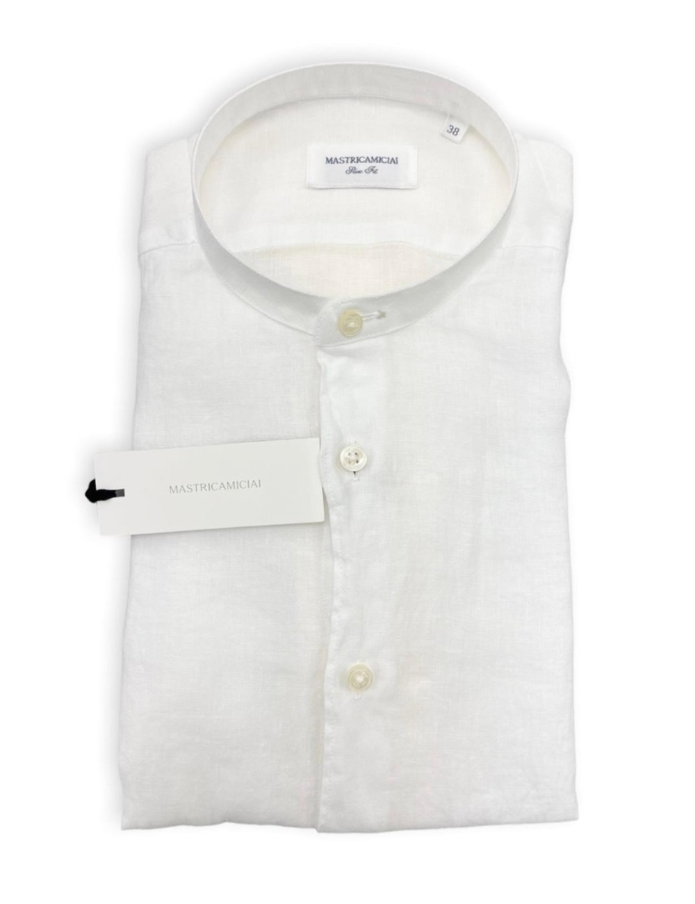 Mastricamiciai - camicia in lino senza collo fr069 mc309 10 guru biancoMastricamiciaiPassioni Boutique