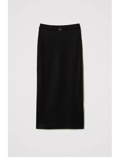 Twinset - gonna in tessuto scuba jacquard nera 242li2ree 00006TwinsetPassioni Boutique