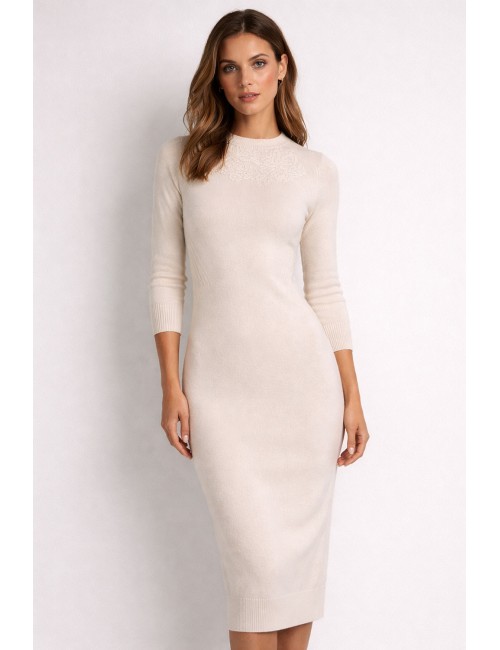 Ermanno scervino - abito mini in misto lana con collo e ricamo di pizzo d454q602sxj 95708Ermanno ScervinoPassioni Boutique