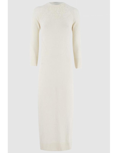 Ermanno scervino - abito mini in misto lana con collo e ricamo di pizzo d454q602sxj 95708Ermanno ScervinoPassioni Boutique