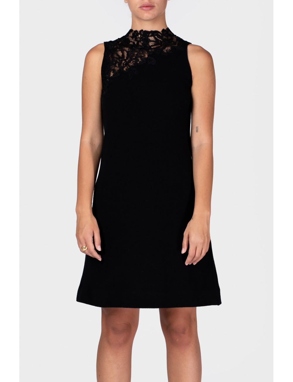 Ermanno scervino - abito mini in misto lana con collo e ricamo di pizzo d454q602sxj 95708Ermanno ScervinoPassioni Boutique