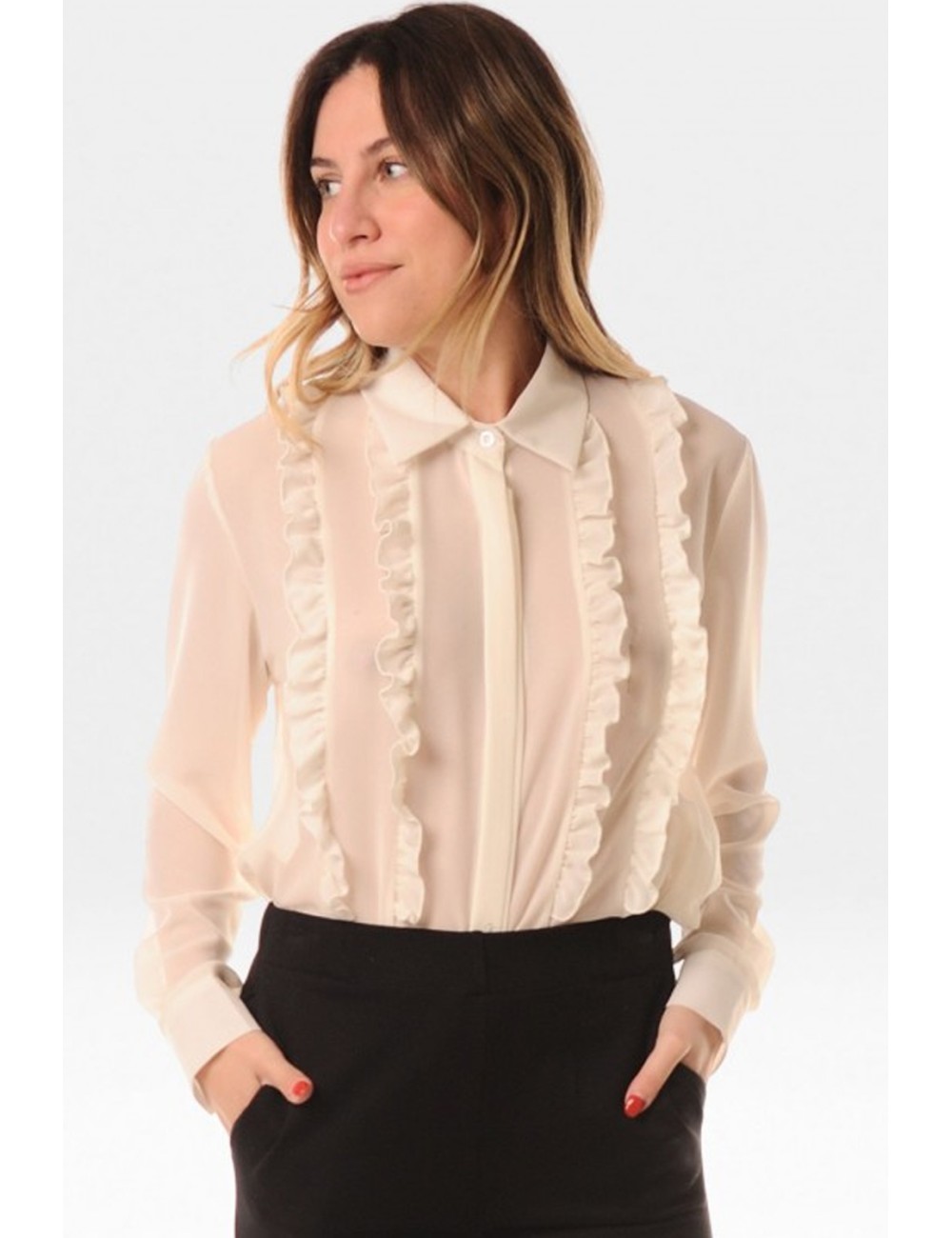 Lokita - camicia georgette rouches 260 lok23471 avorioLokitaPassioni Boutique
