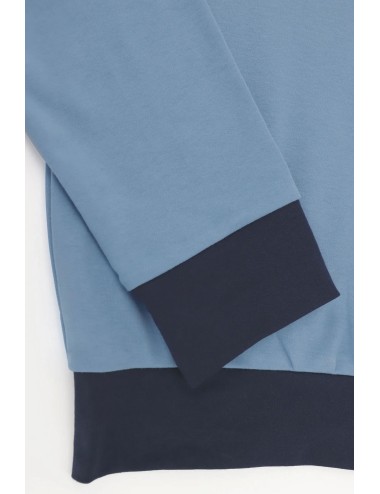 Cagi - pigiama lungo serafino in interlock di cotone invernale vcat00671 azzurro/bluCagiPassioni Boutique