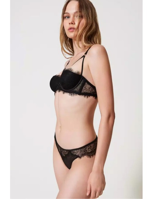Twinset - slip brasiliana in pizzo nero 242ll6e66 00006TwinsetPassioni Boutique