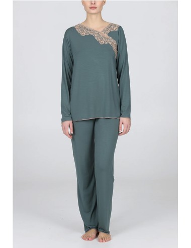 Boglietti - pigiama lungo con pizzo in morbido micromodal fel168 verdeBogliettiPassioni Boutique