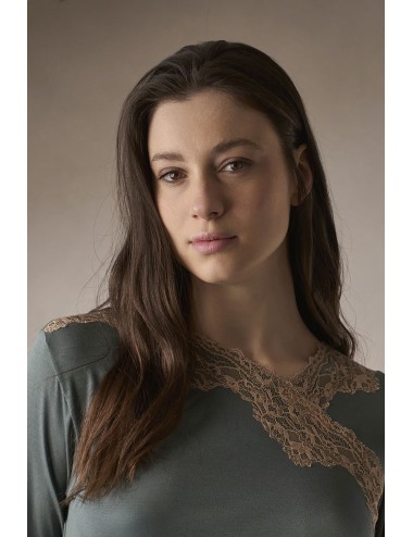 Boglietti - pigiama lungo con pizzo in morbido micromodal fel168 verdeBogliettiPassioni Boutique