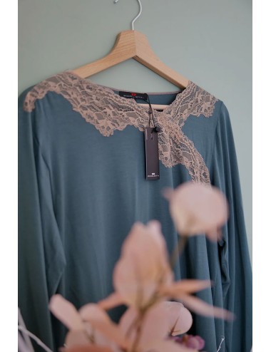Boglietti - pigiama lungo con pizzo in morbido micromodal fel168 verdeBogliettiPassioni Boutique