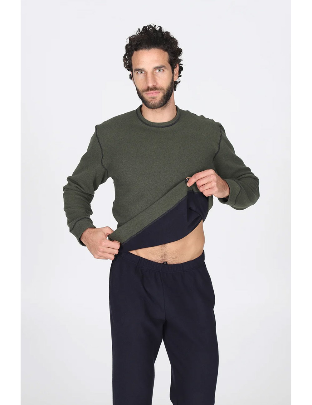 Julipet - pigiama girocollo con maglia double face due colori: verde/blu o moro/grigio jal275 264JulipetPassioni Boutique
