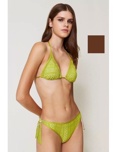 Bikini triangolo effetto pizzo brown stone 251lbmg22-g88 12133TwinsetPassioni Boutique