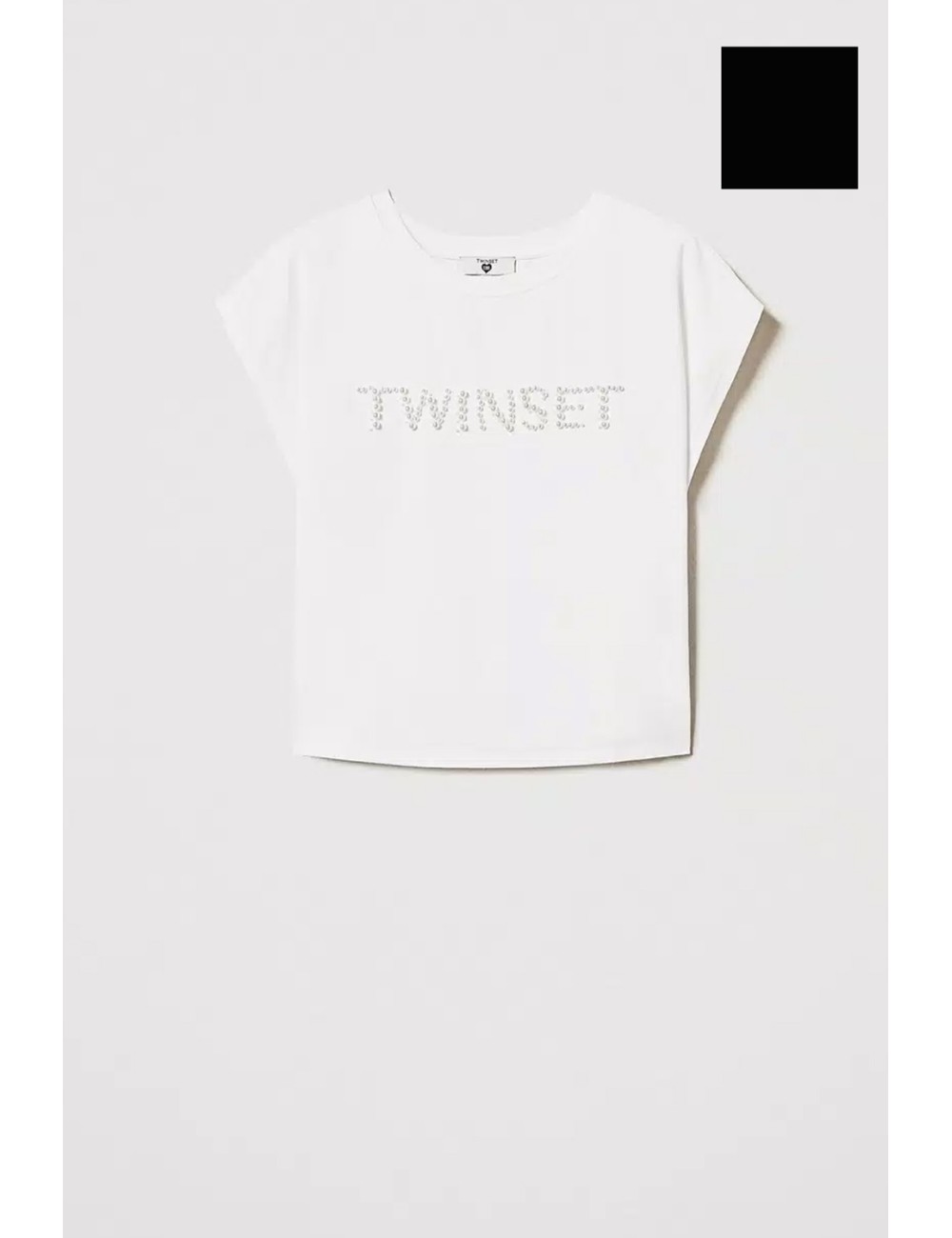 T-shirt con ricamo logo di perle 251lm2taa 00006TwinsetPassioni Boutique